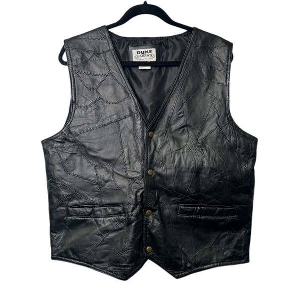Vintage Duke Haband 100% genuine leather vest, patchwork style, size medium - Picture 1 of 5